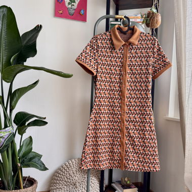 Retro-Hemdblusenkleid Orange