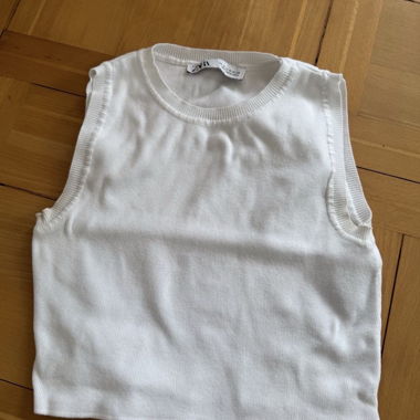 Top corto pullunder Zara, bianco, taglia M