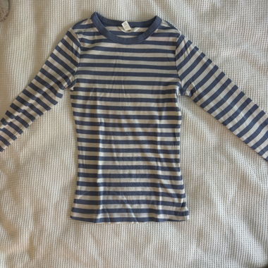 Blue striped long sleeve top
