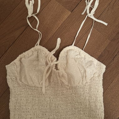 White Cropped Top with Tie-Up Straps