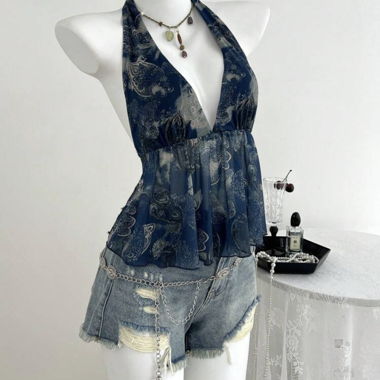 Y2k Mesh Halter-Top