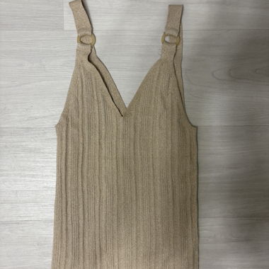 Top senza maniche a costine beige