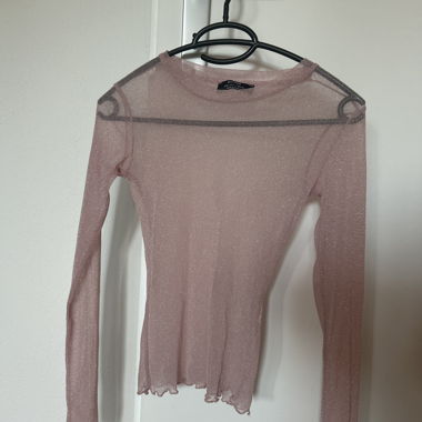 Pink Glitter Mesh Top