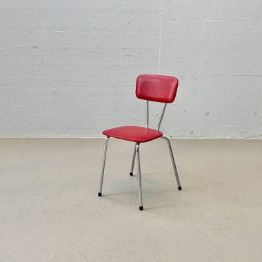 Sedia Kelko con ecopelle rossa & struttura in cromo