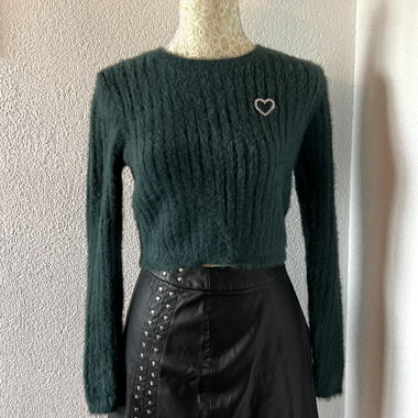 Pull duveteux vert