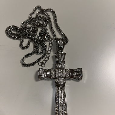 Grande collana croce in argento