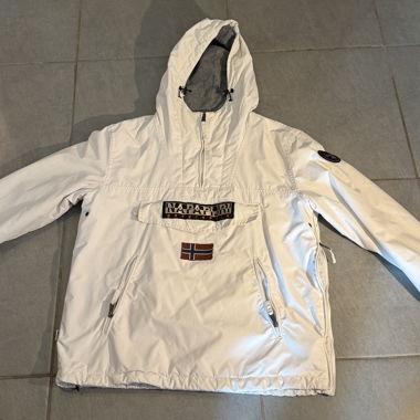 Napapijri white hooded anorak jacket