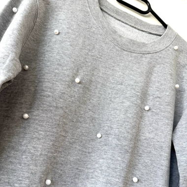 sweatshirt gray dress pearls s 36 