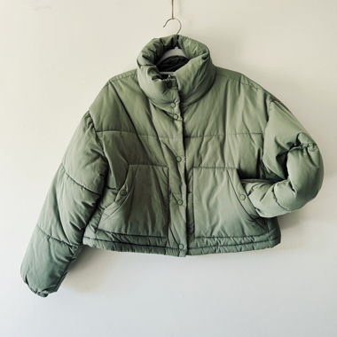 Sage green short puffer jacket