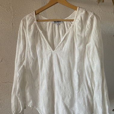 White Blouse with V-Neck