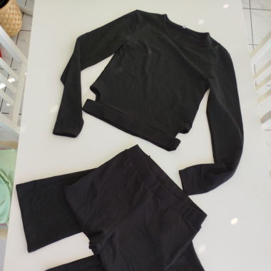 Only Set 158 164 Glitzer schwarz Oberteil und hose