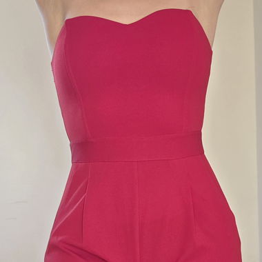 Strapless red jumpsuit