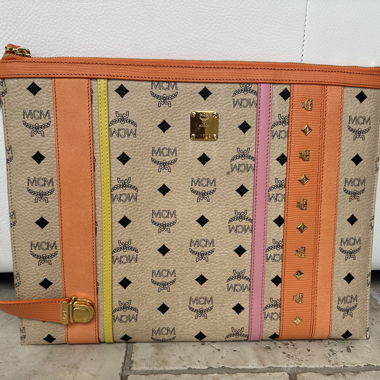 Pochette per computer in pelle MCM multicolore