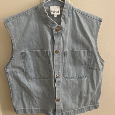 Denim-Waistcoat hellblau