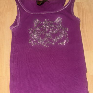 Lila Tanktop mit Strass-Tiger 