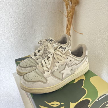 Sneakers sk8sta bapesta bape bianco e argento