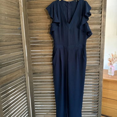 Combinaison bleue marine col en V
