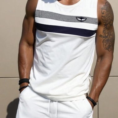 Tanktop Gr. M/L - Weiss mit Streifen