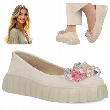 Ballerines en cuir Filippo avec pierres décoratives, taille 39