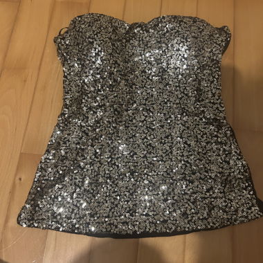 Top Corsetto Senza Spalline con Paillettes