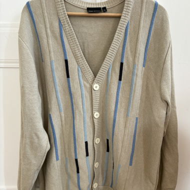 Cardigan beige a righe