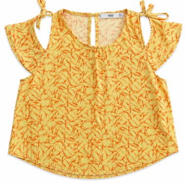 Mango Yellow Top with Floral Pattern