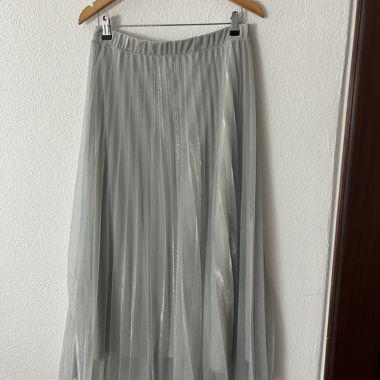 MANGO Pleated Silver Skirt
