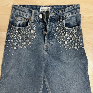 Stradivarius Mom Jeans with rhinestones