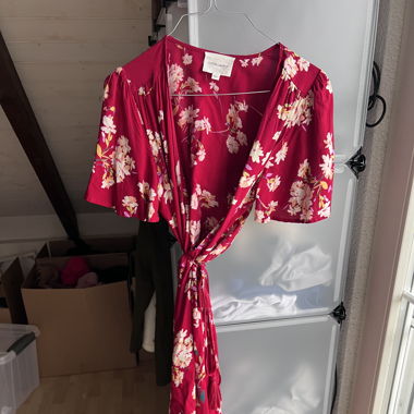 Red summer wrap dress