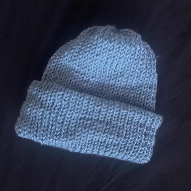 Handmade light blue beanie, double sided