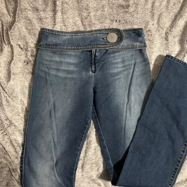 Y2K Low-Waist Jeans with Button Fly & Flared Leg
