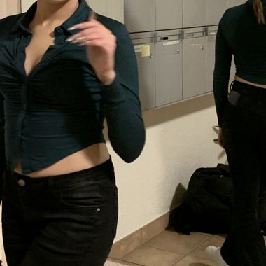 Chemise courte froncée vert foncé SHEIN
