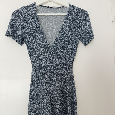 Kurzes Kleid blau/weiss 