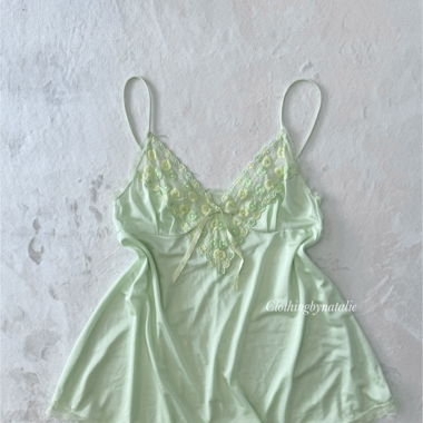 Grünes Nylon-Spitzen-Babydoll (M)
