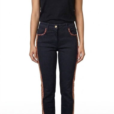 Pantalon Etro noir avec bandes colorées 
