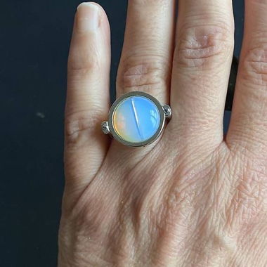 Swatch ring moonstone and stainless steel size 7 (56)