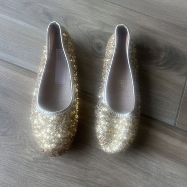 GOLDENE BALLERINAS UNGETRAGEN GRÖSSE 36