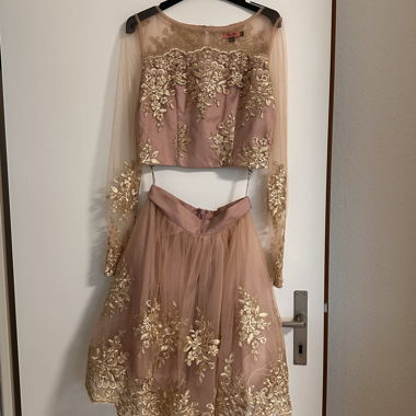 Festive tulle two-piece dress in rose gold