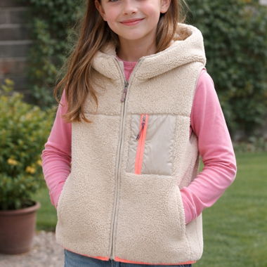 Gilet sans manches sherpa à capuche