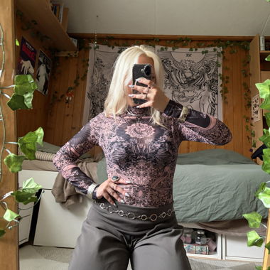 Long-sleeve tattoo mesh top/body