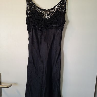 Camicia da notte nera in vera seta - Taglia S