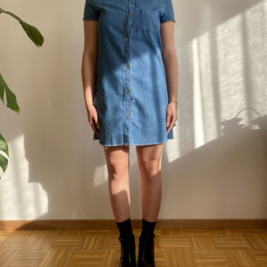 Robe chemisier courte en jeans 