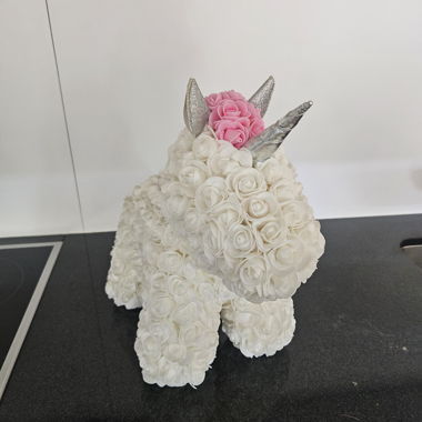 Decorative Unicorn with Artificial Roses