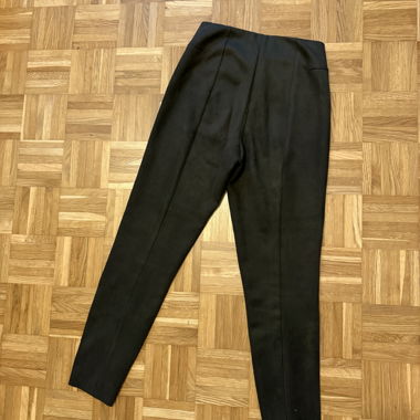 Pantaloni Zara Basic verde scuro/marrone, effetto pelle scamosciata