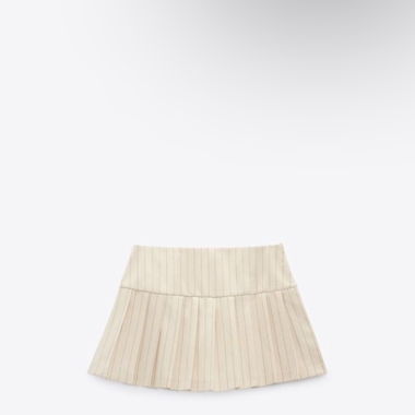 Zara Cream Pleated Mini Skirt