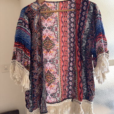 Top kimono boho con fantasia