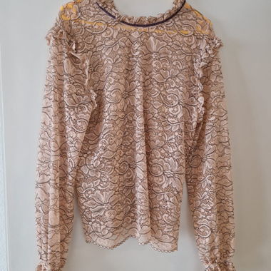 Blusa in pizzo rosa/beige Tag. 46