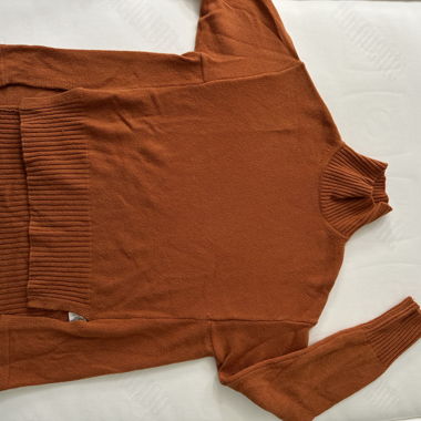 Pull col roulé en laine mérinos orange L