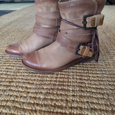 Brown leather ankle boots