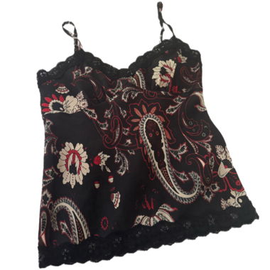 Top con bretelline sottili motivo paisley 100% seta (m)